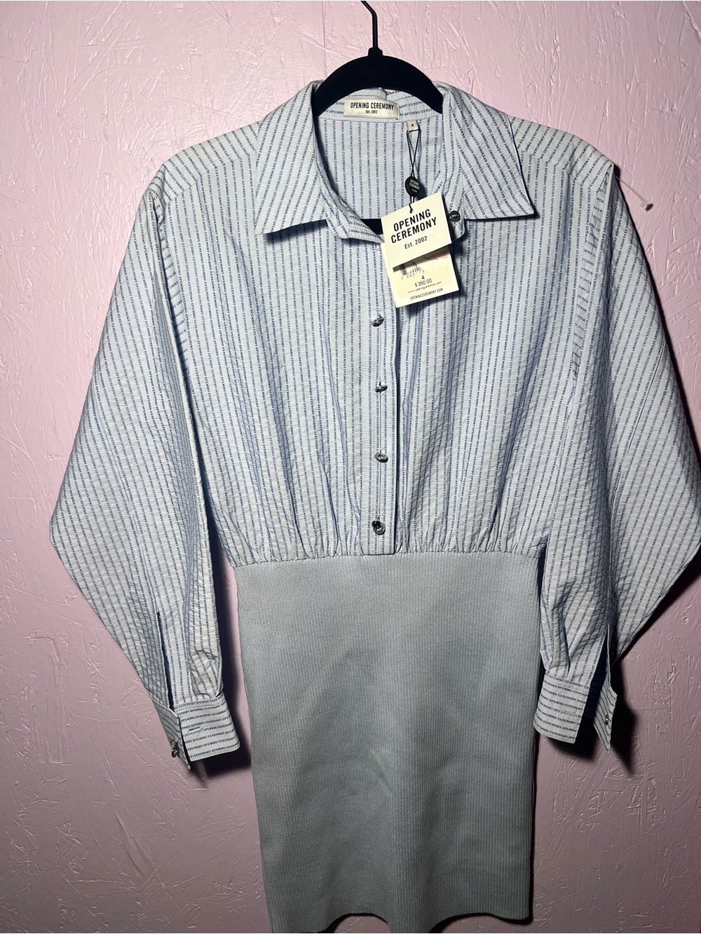 NWT Opening Ceremony Light Blue Striped Button-Front Shirt dress